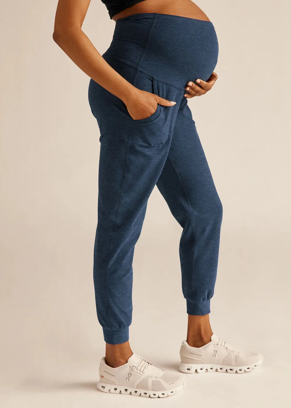 Beyond Yoga Beyond The Bump Maternity Midi Jogger - Nocturnal Navy