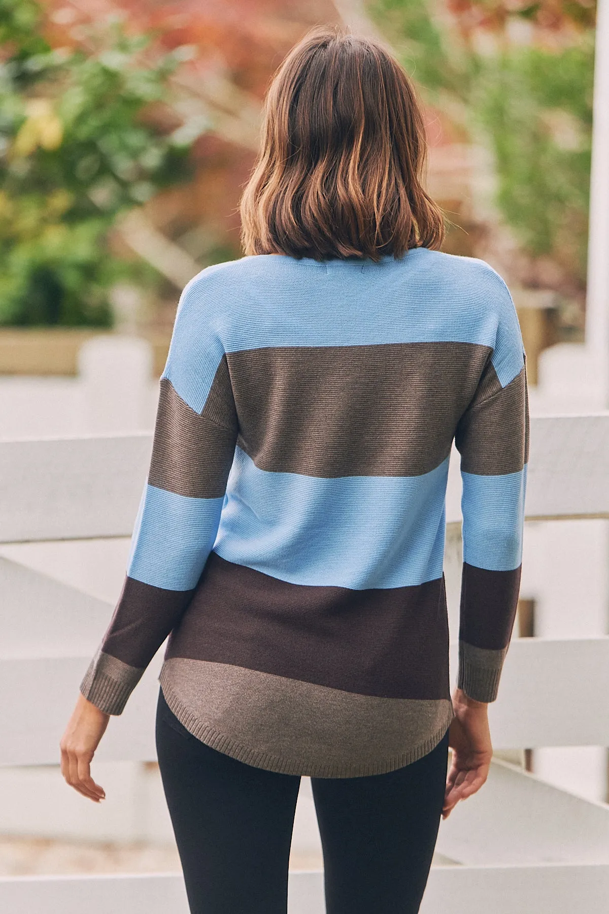 Brea Long Sleeve pullover Stripe Blue Knit