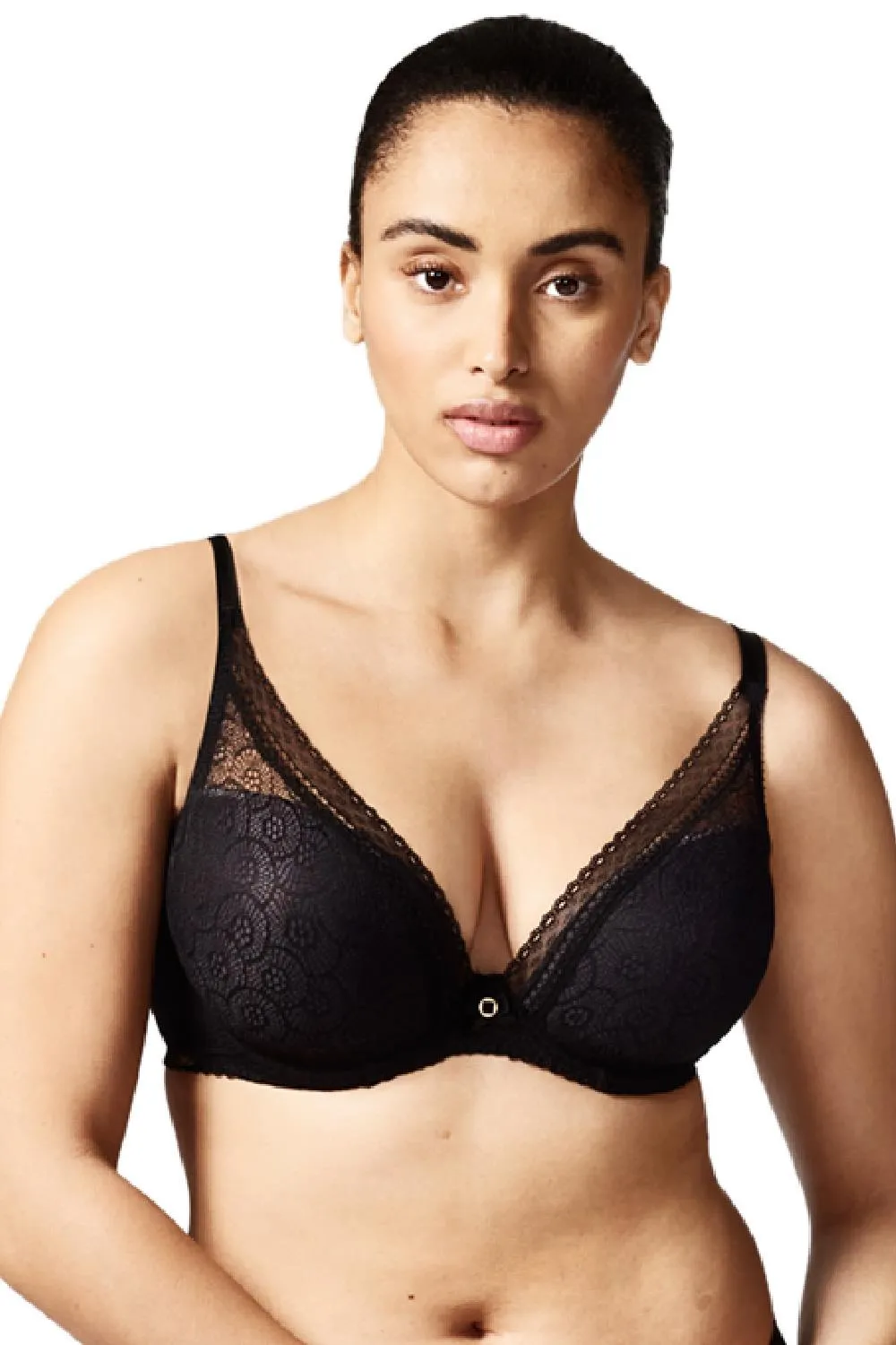 Chantelle Festivité Lace Plunge Bra, Black (C3682)