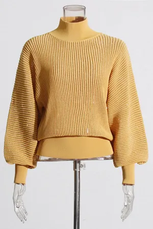 Chic High Neck Glitter Pleated Sweater