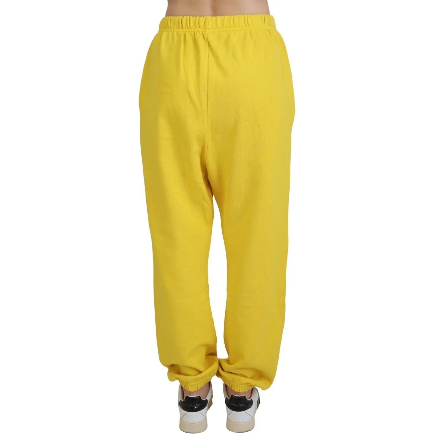 Dsquared² Yellow Mid Waist Logo Print Jogger Trouser Pants