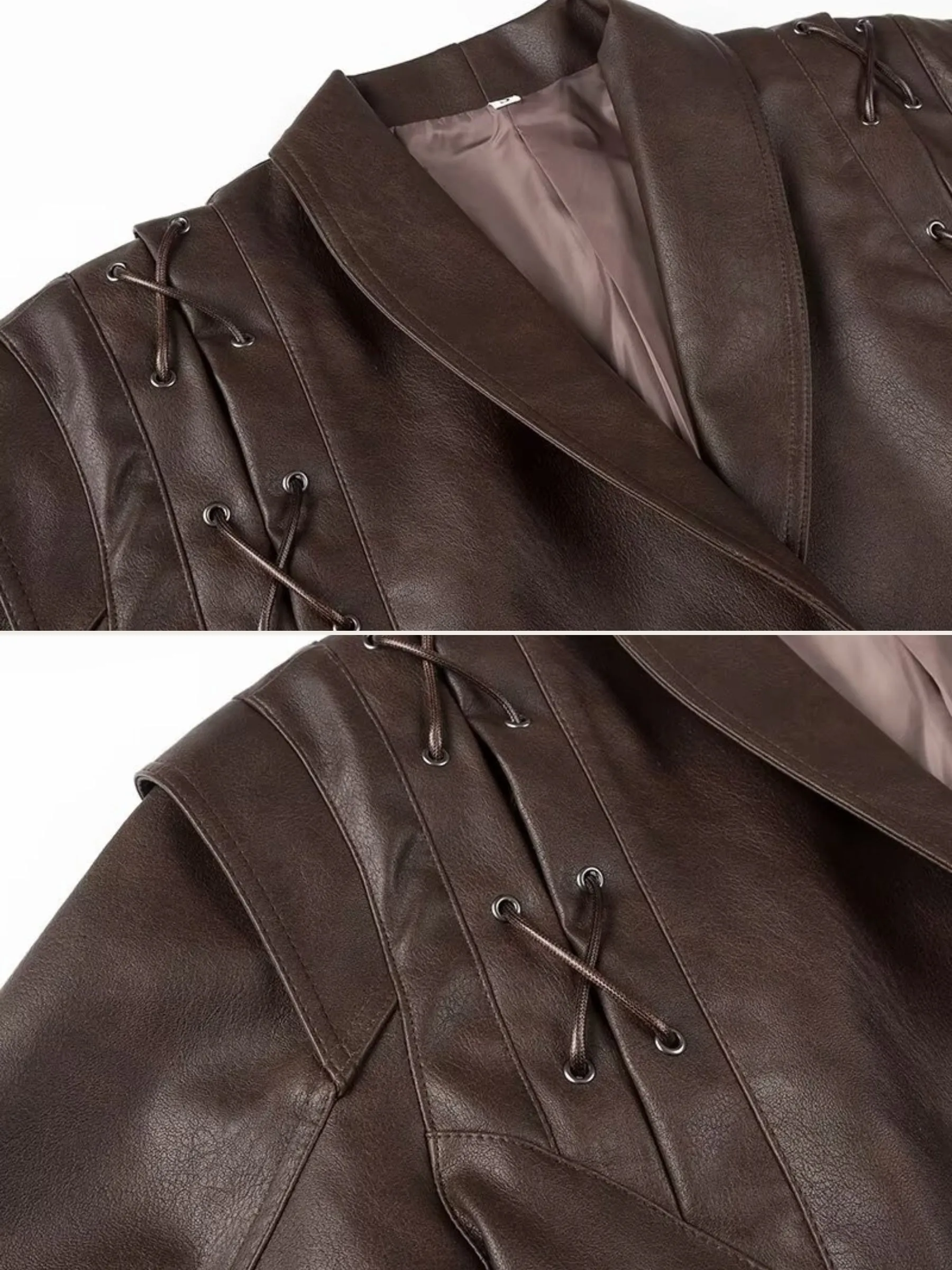 Felicia Lace-Up Faux Leather Jacket