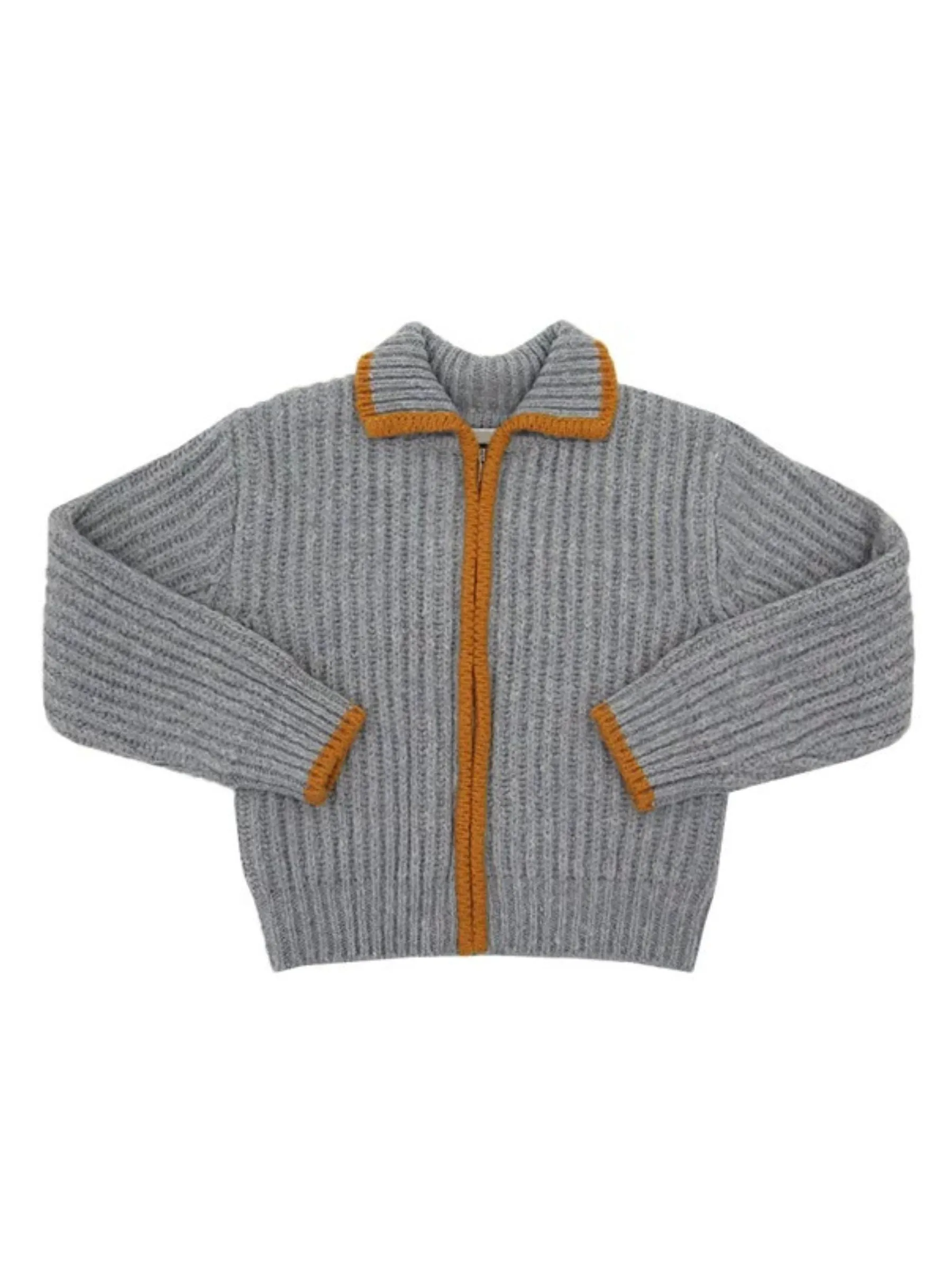 Heaven Zipper Knitted Striped Cardigan