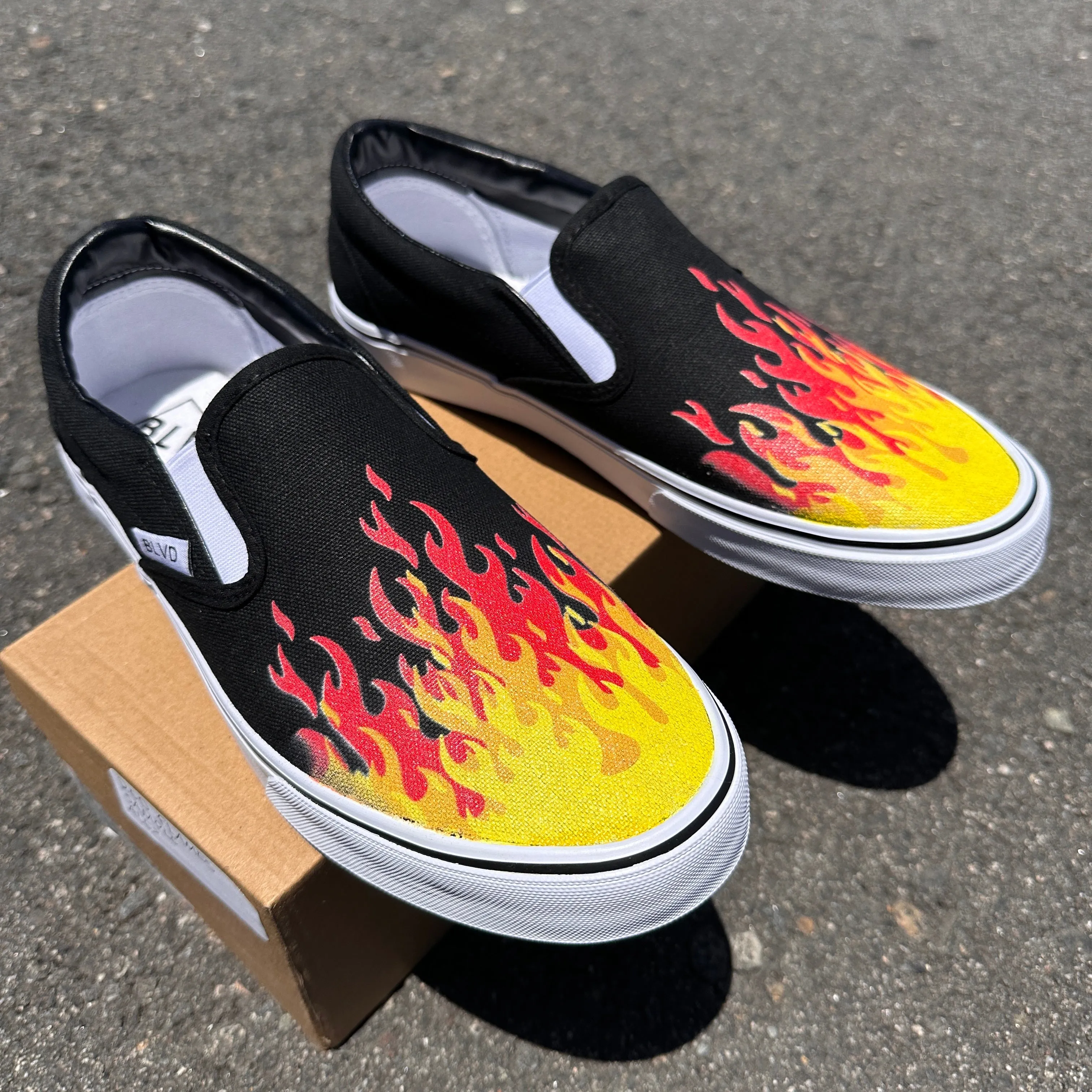 Hot Flame Shoes - BLVD Custom Original Slip Ons