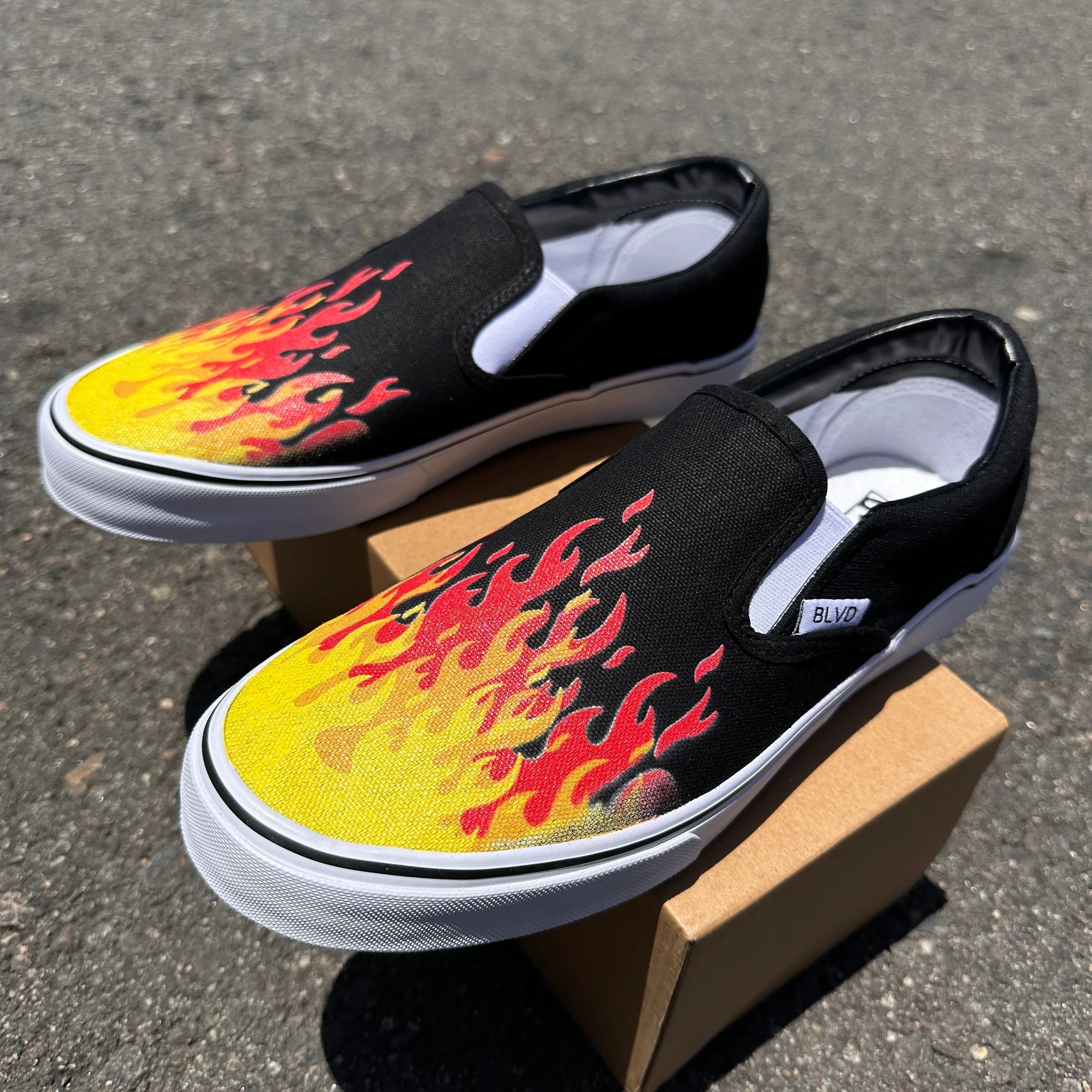 Hot Flame Shoes - BLVD Custom Original Slip Ons