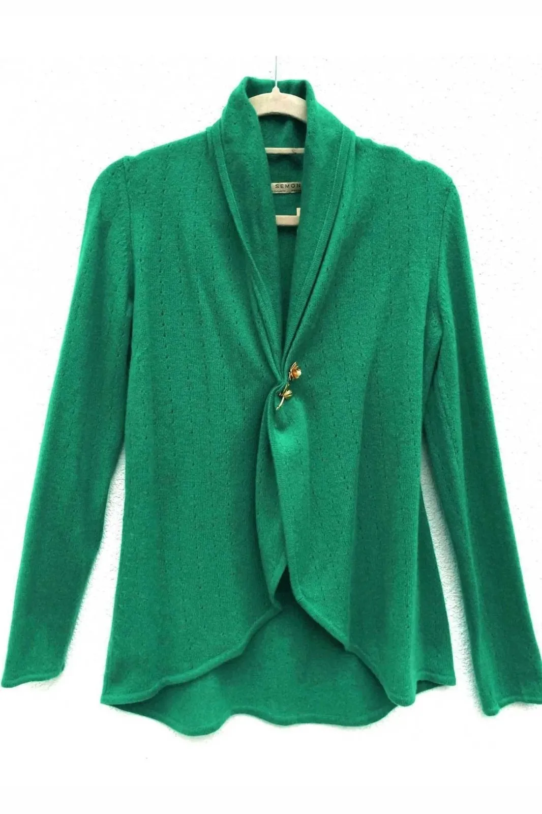 Jade green Cashmere Cardigan - Pointelle