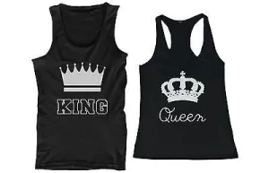 King and Queen Funny Couple Tank Tops Cute Matching Tanks for Couples