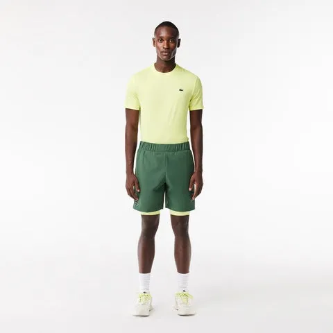 Lacoste Men's Two-Tone Sport Shorts With Built-in Undershorts