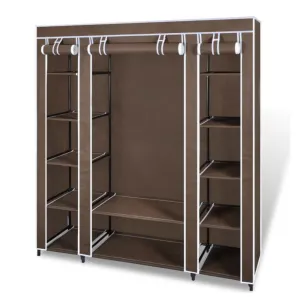 Large Space Storage Portable Bedroom Double Wardrobe Stable Easy Assemble - brown