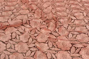 Light Peach Embroidered Chemical Lace Fabric