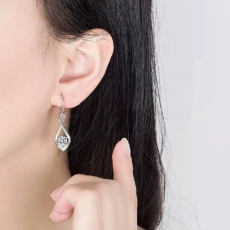 Long Water Drop Crystal Diamond Earrings