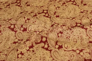 Maroon & Golden Cotton Poplin Fabric