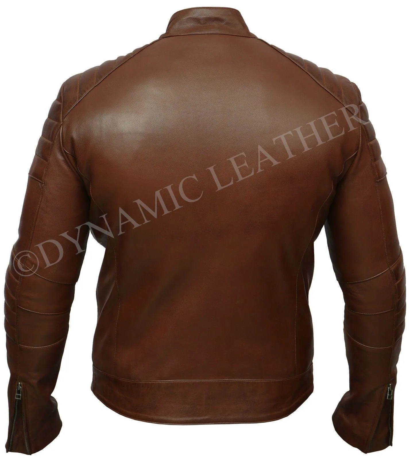 Mens Biker Motorcycle Vintage Brown Pocket Cafe Racer Soft Real Leather Jacket