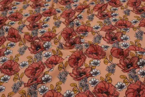 Peach Printed Crepe Fabric