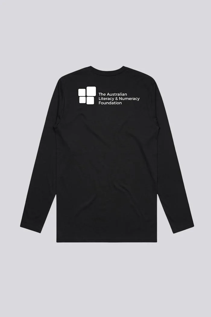 "Literacy is Freedom" Black Cotton Crew Neck Youth Long Sleeve T-Shirt