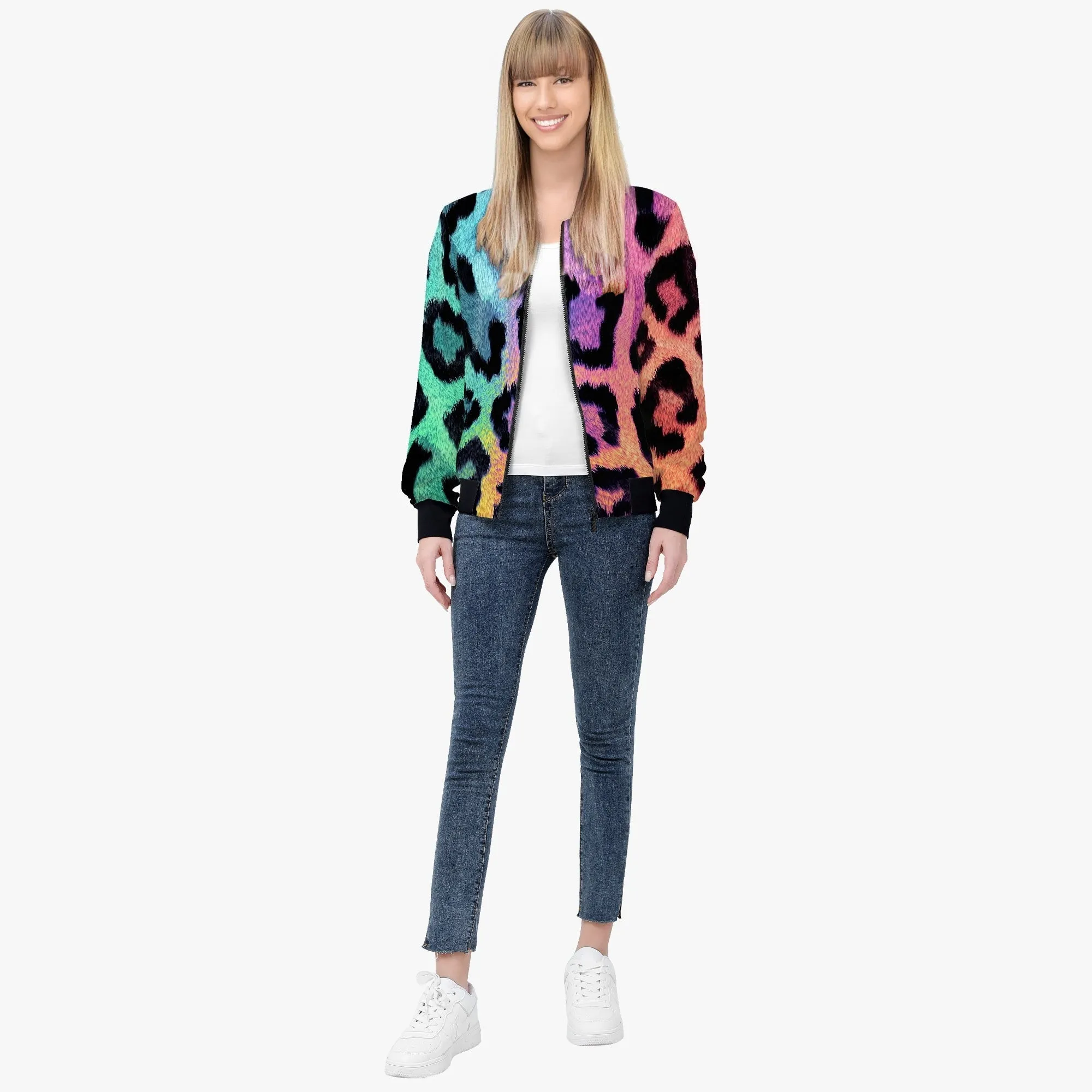 Rainbow Leopard Trending Women’s Jacket (Handmade)