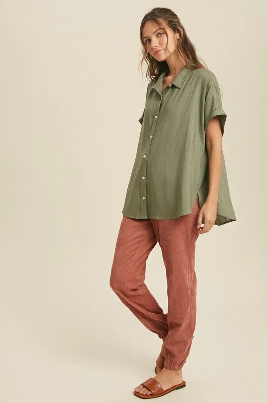 Soft Olive Woven Top