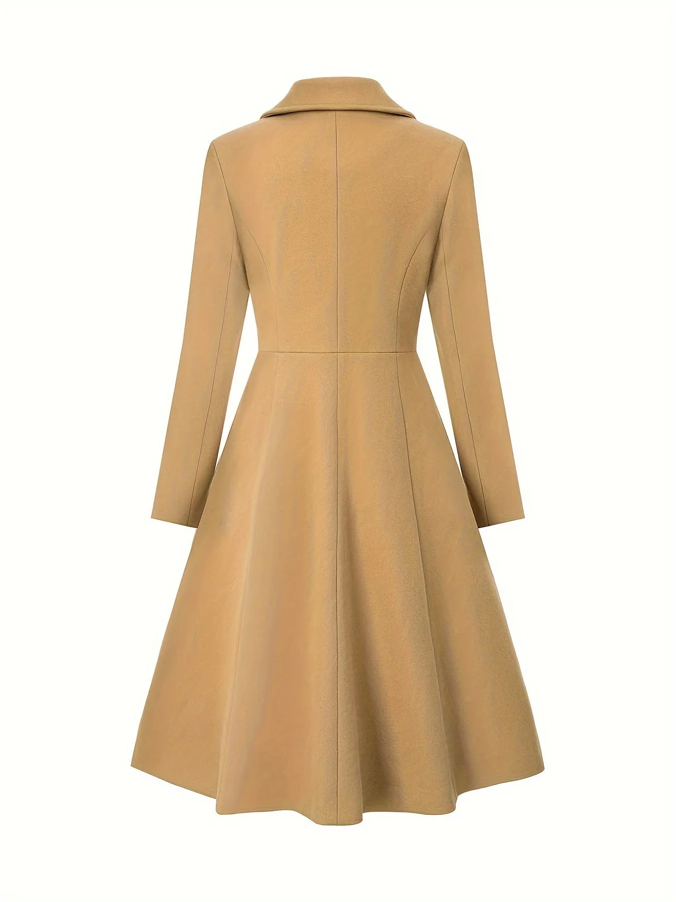 Solidl Mid Length  Double Breast Elegant  Coat