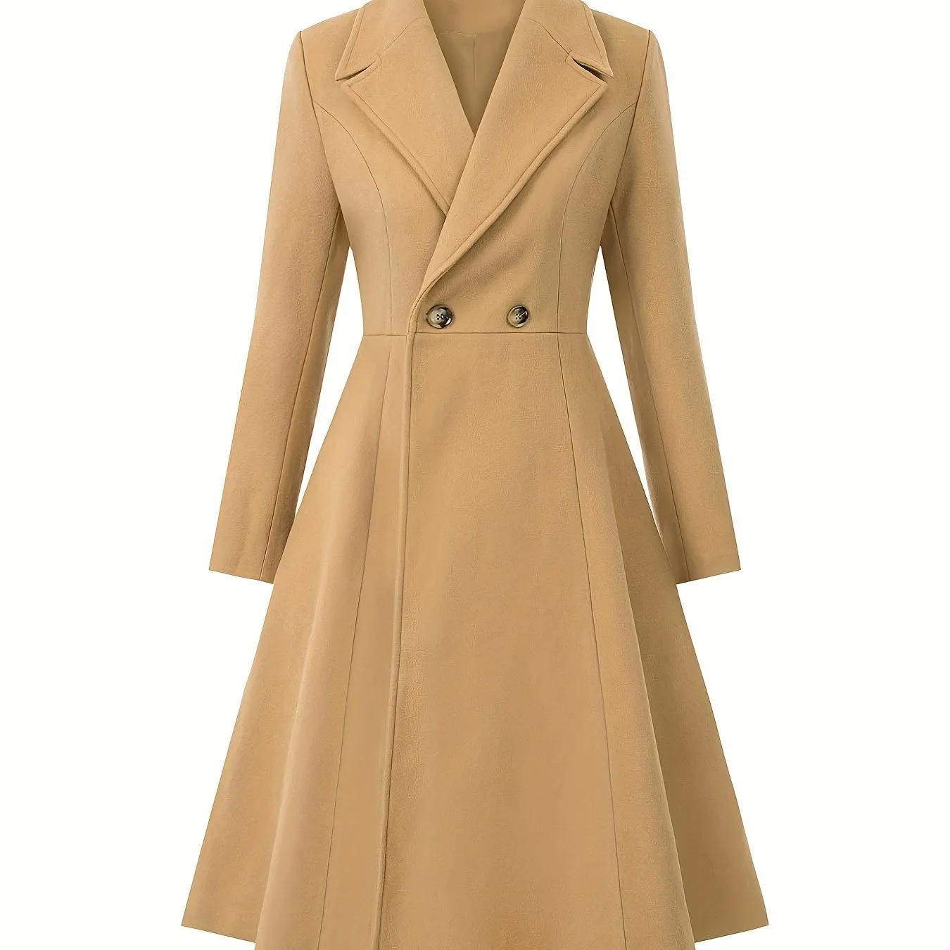 Solidl Mid Length  Double Breast Elegant  Coat