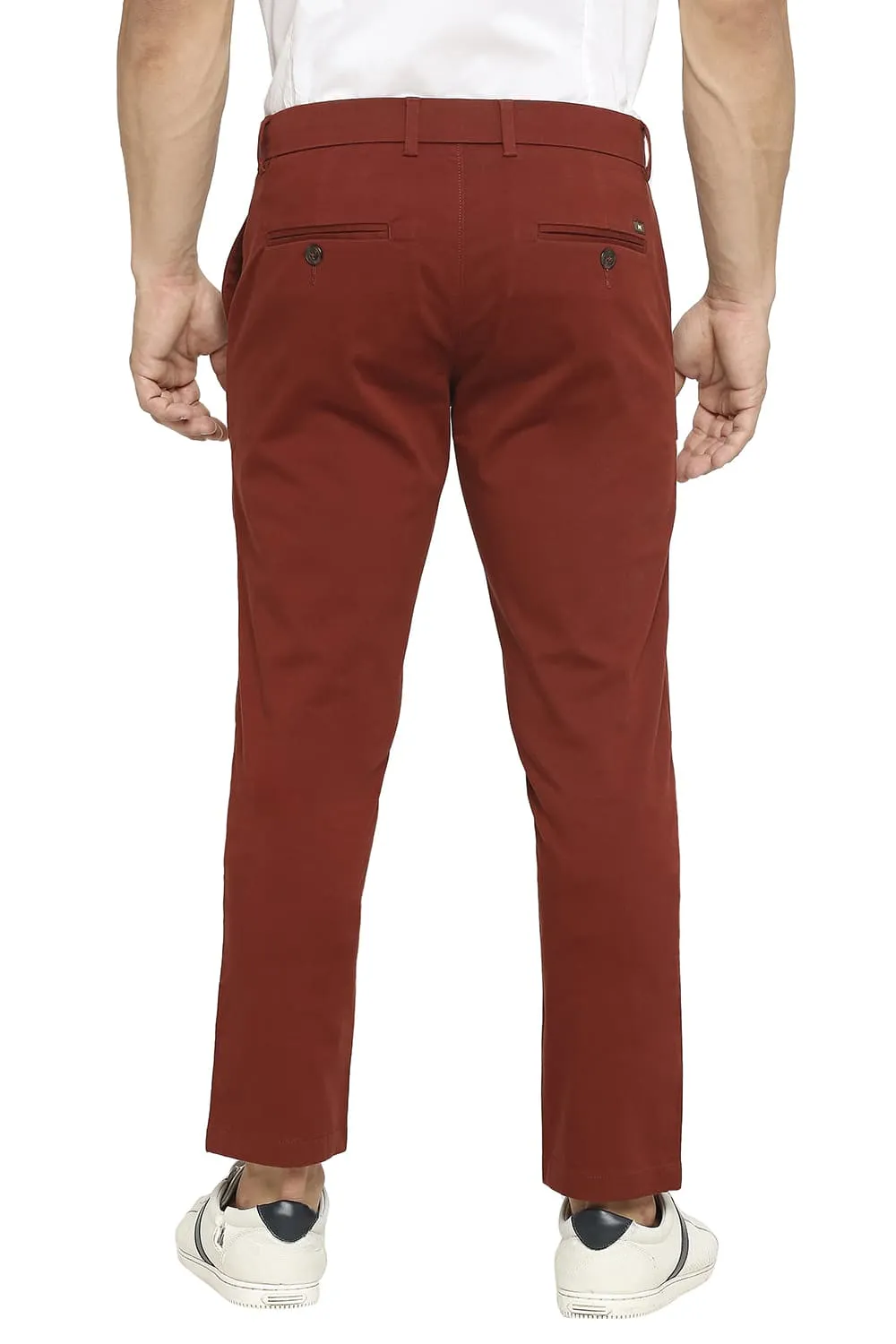 Tapered Fit Cotton Stretch Peach Twill Trousers