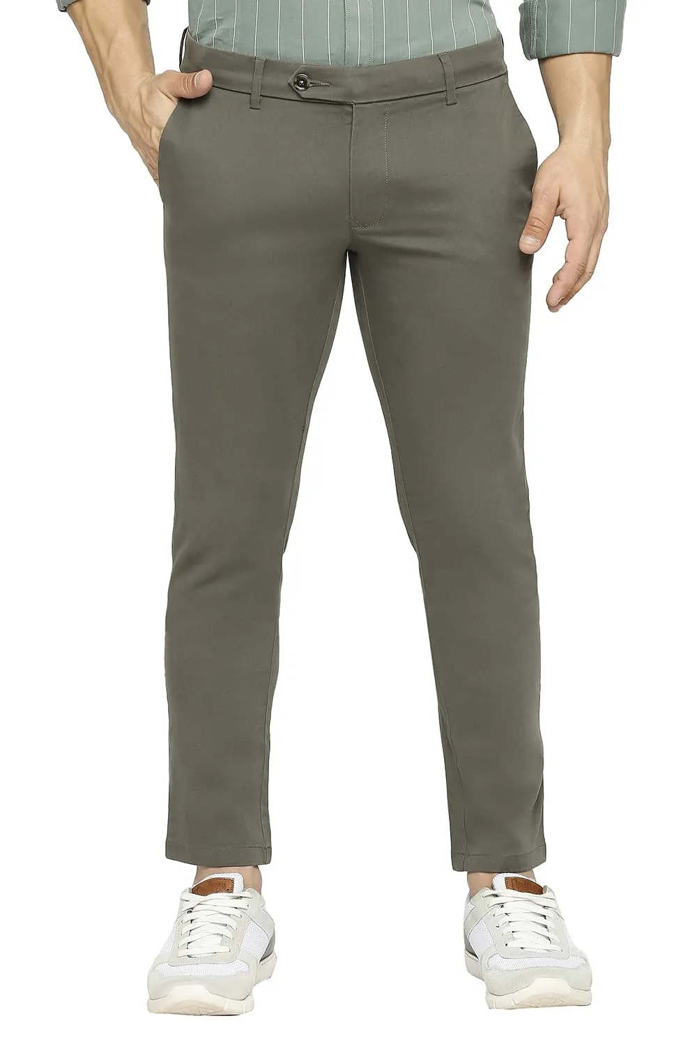 Tapered Fit Cotton Stretch Peach Twill Trousers