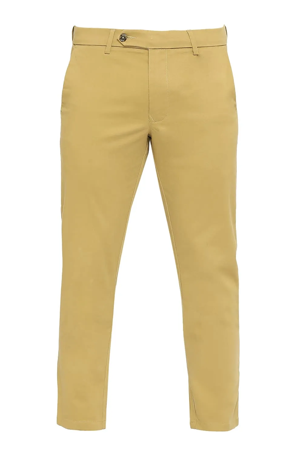 Tapered Fit Cotton Stretch Peach Twill Trousers