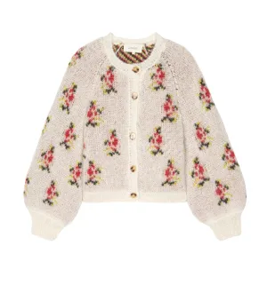 The Great - Carousel Cardigan in White Heirloom Rose