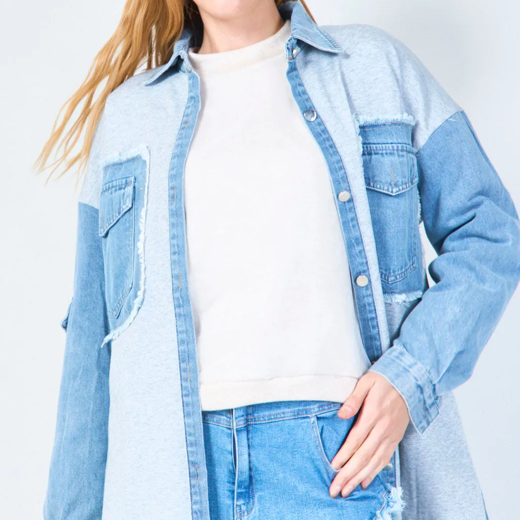 Trendy patchwork denim jacket wholesale