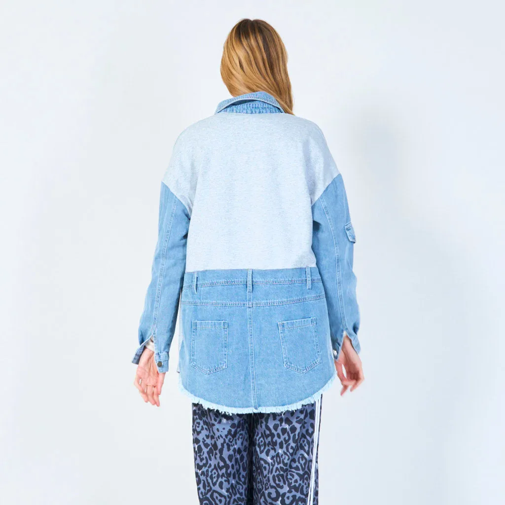 Trendy patchwork denim jacket wholesale