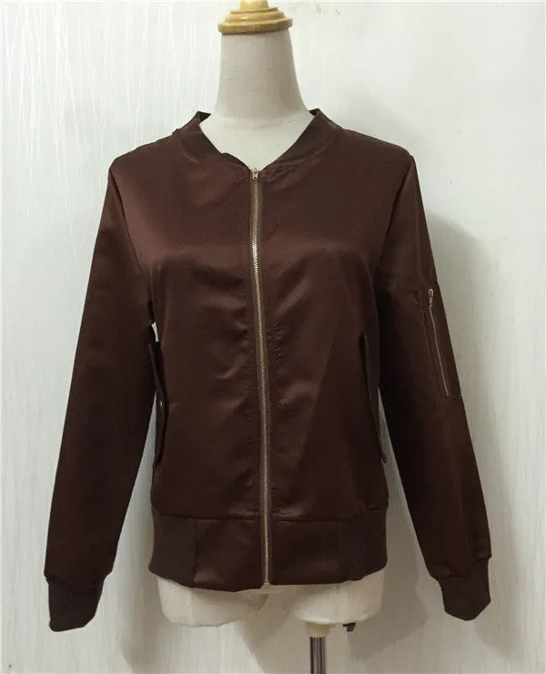 Trendy Zipper Short Thin Women Personality Jacket Outerwear