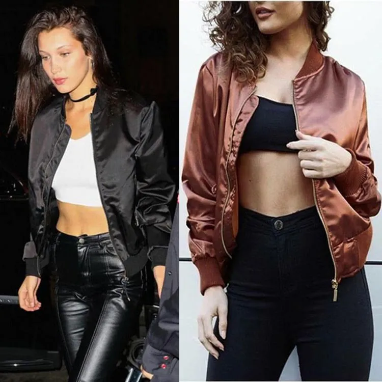 Trendy Zipper Short Thin Women Personality Jacket Outerwear