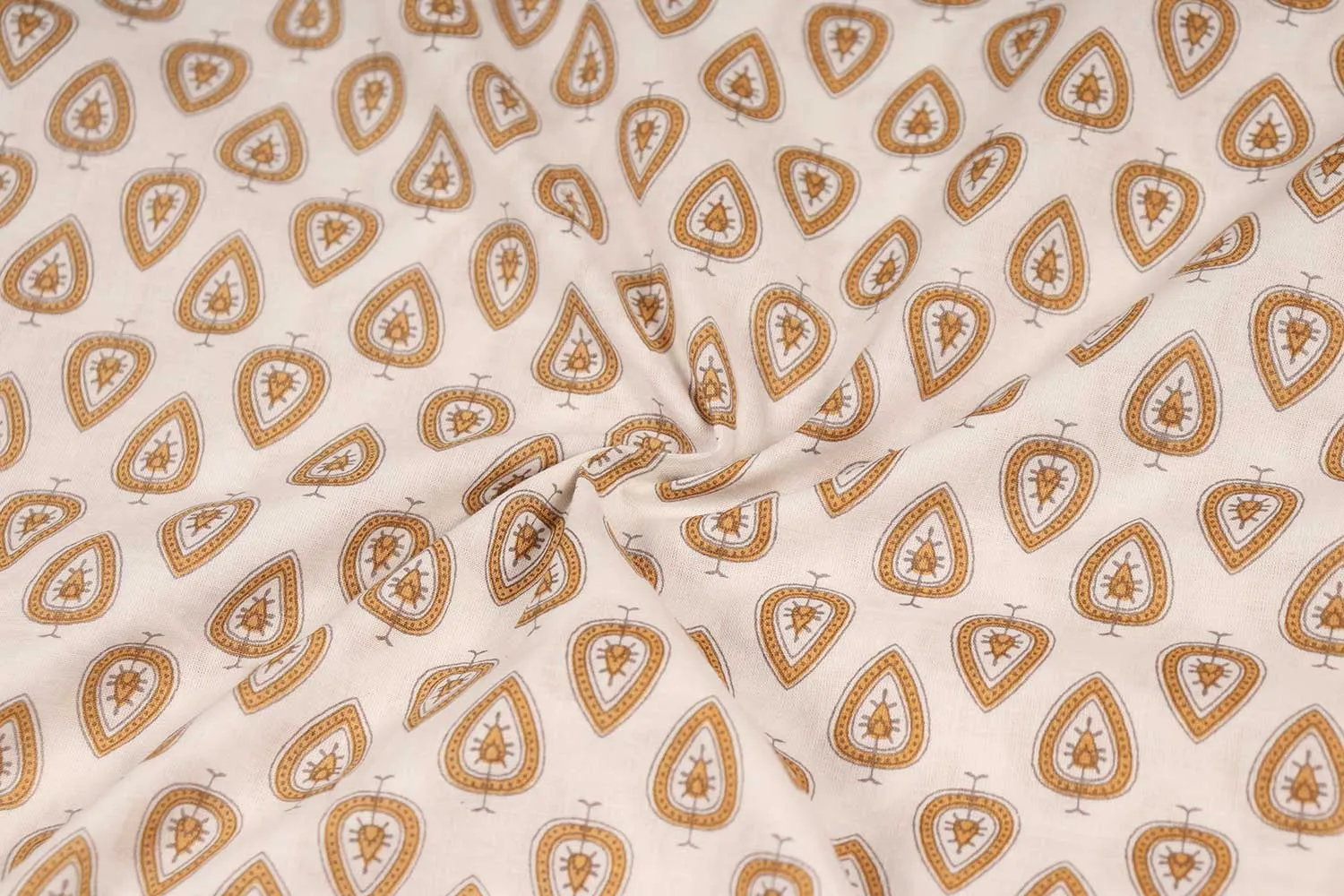 White Printed Cotton Cambric Fabric