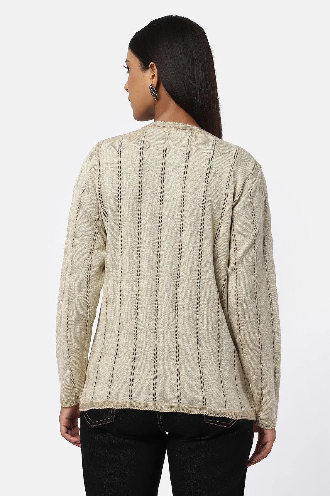 Women Woolen Round Fancy Cardigan