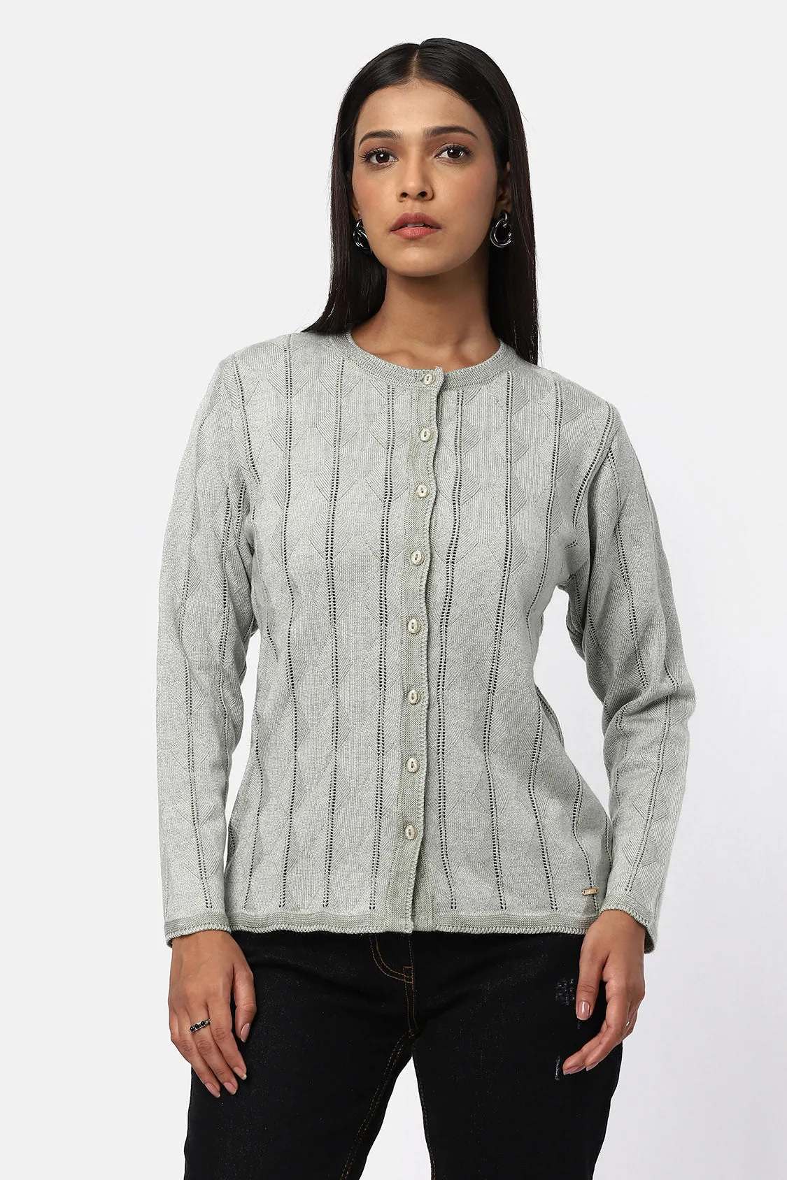 Women Woolen Round Fancy Cardigan