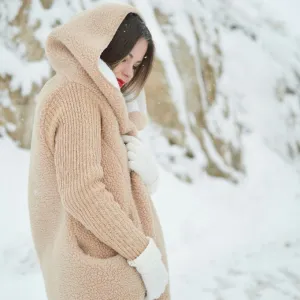 Women's Long Nude Winter Coat